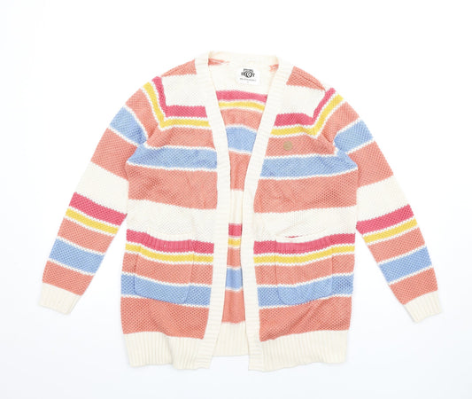 Piping Hot Womens Multicoloured V-Neck Striped Acrylic Cardigan Jumper Size 12