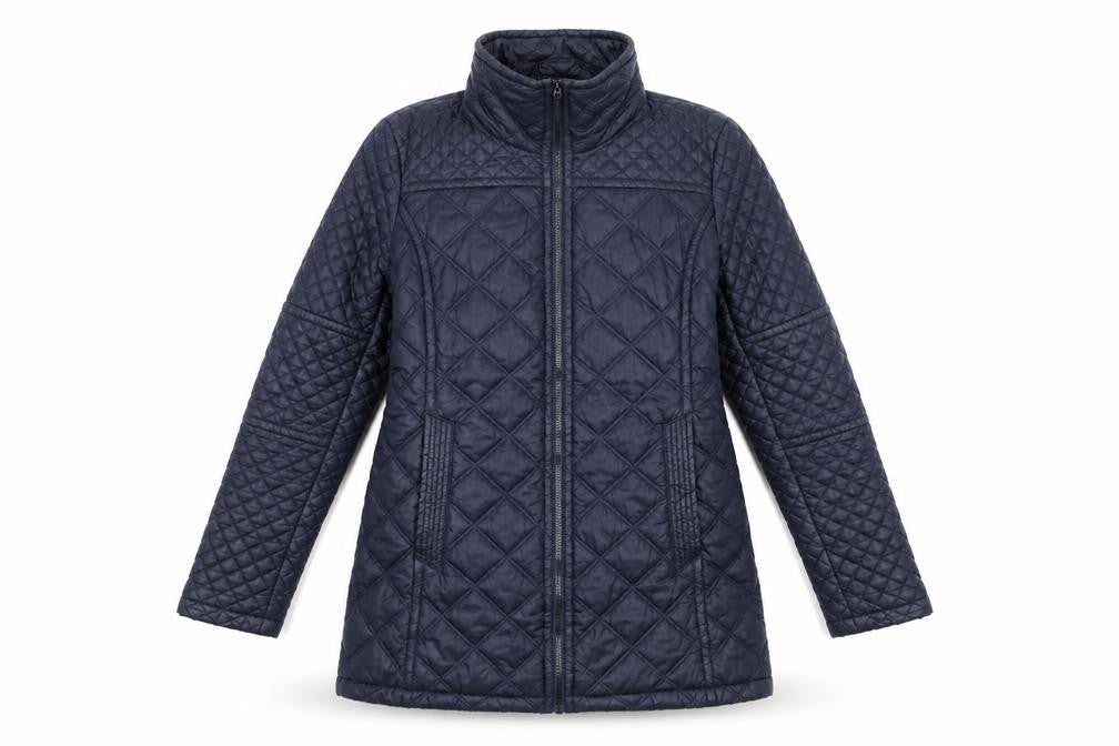 Marc New York Womens Blue Quilted Coat Size S Zip