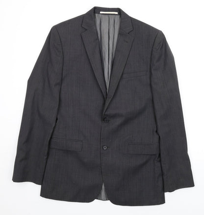 Additional front view of French Connection men’s grey wool jacket blazer, size 44, regular