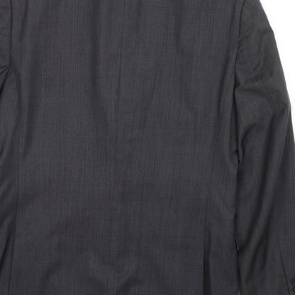 Brand and care label for French Connection men’s grey wool jacket blazer, size 44, regular