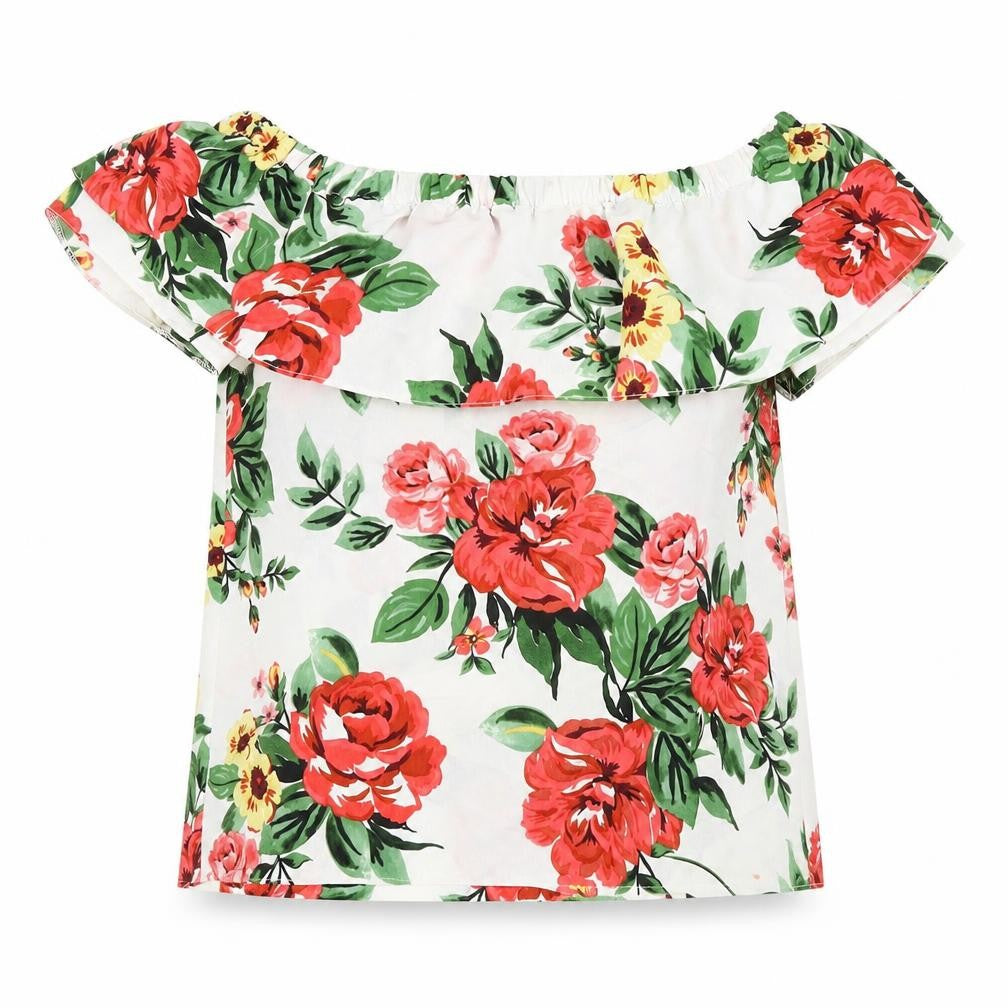 Dorothy Perkins Womens Multicoloured Floral Polyester Basic T-Shirt Size 8 Off the Shoulder