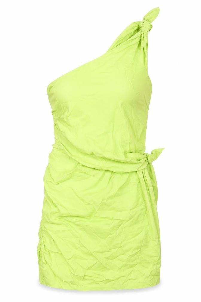 Zara Womens Green Polyester Mini Size L One Shoulder Zip