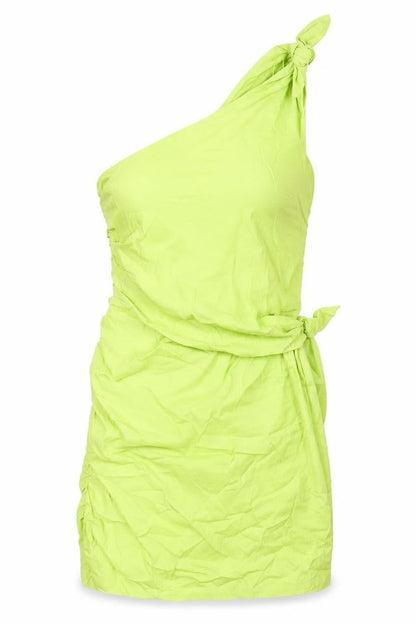 Zara Womens Green Polyester Mini Size L One Shoulder Zip
