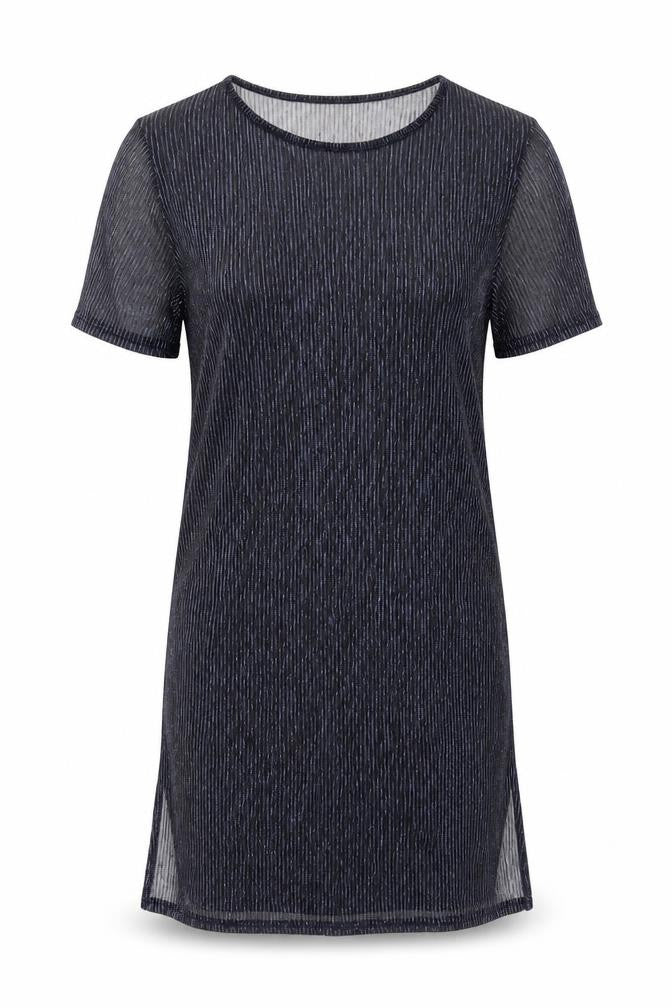 Ayanapa Womens Blue Polyester T-Shirt Dress Size S Round Neck Pullover