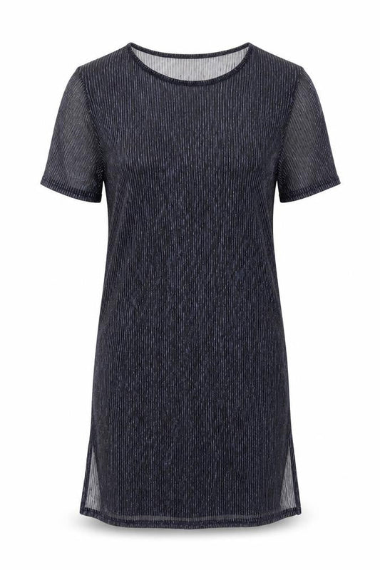Ayanapa Womens Blue Polyester T-Shirt Dress Size S Round Neck Pullover
