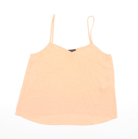 Topshop Womens Orange Polyester Camisole T-Shirt Size 12 V-Neck