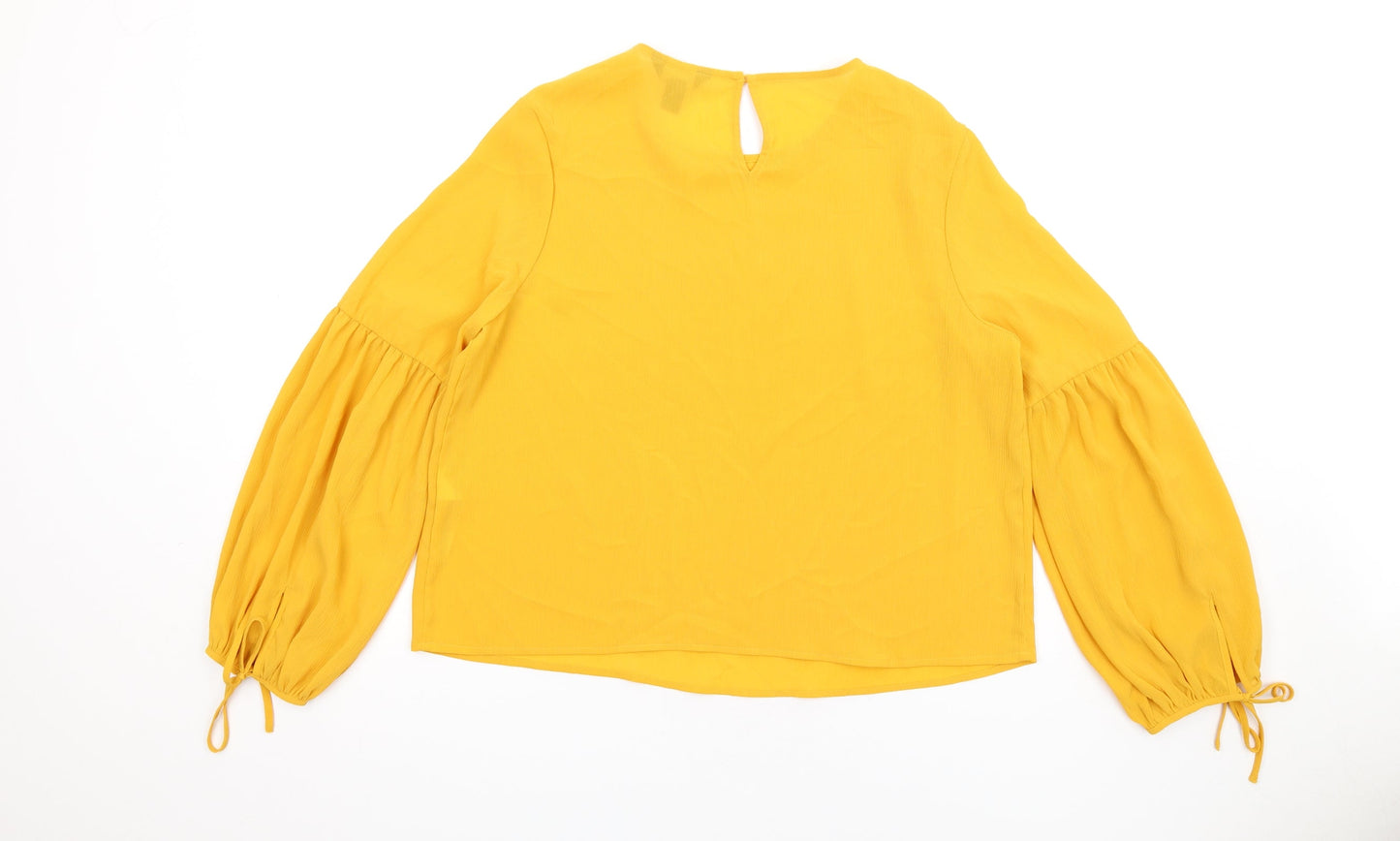 New Look Womens Orange Polyester Basic Blouse Size 14 Round Neck