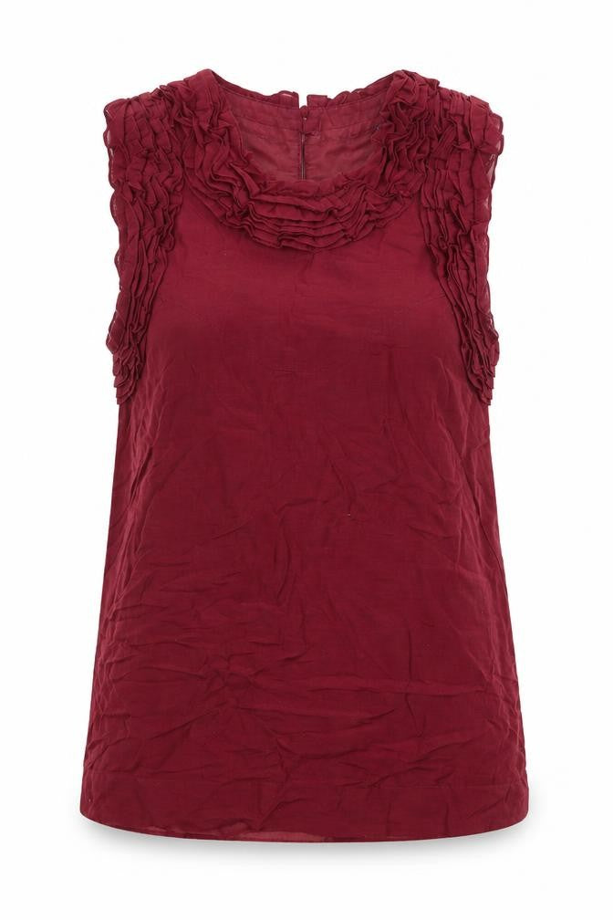 French Connection Womens Red Cotton Basic Tank Size 6 Round Neck