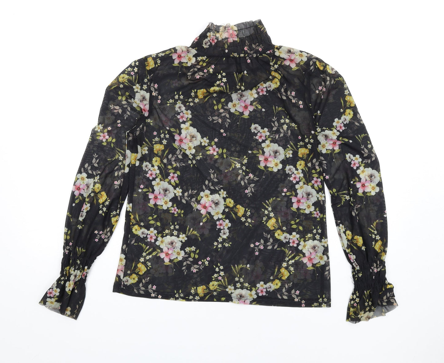 River Island Womens Multicoloured Floral Polyester Basic T-Shirt Size 6 High Neck