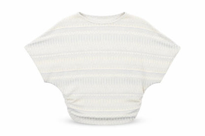 Oasis Womens Ivory Geometric Polyester Basic T-Shirt Size XS Round Neck