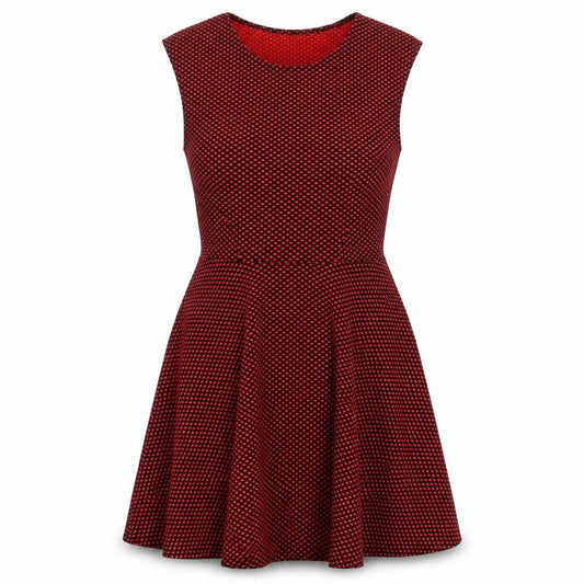 AX Paris Womens Red Polka Dot Polyester Skater Dress Size 8 Round Neck Pullover