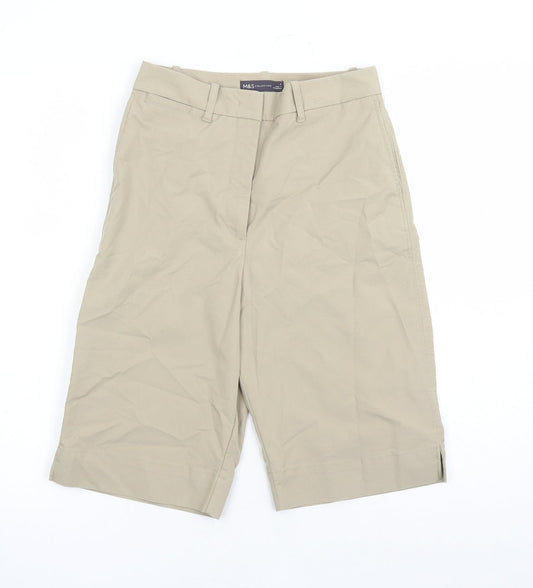 Marks and Spencer Womens Green Cotton Bermuda Shorts Size 6 L12 in Regular Zip
