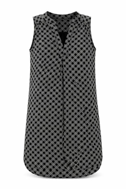 H&M Womens Black Geometric Polyester Shift Size 6 V-Neck Pullover