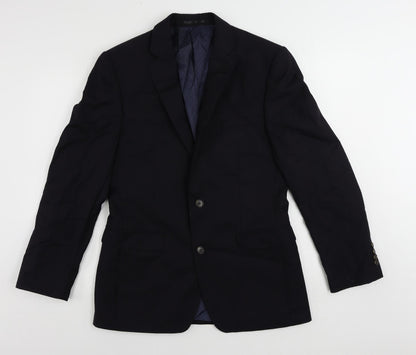 Additional front view of French Connection men’s blue polyester jacket suit jacket, size 38, regular