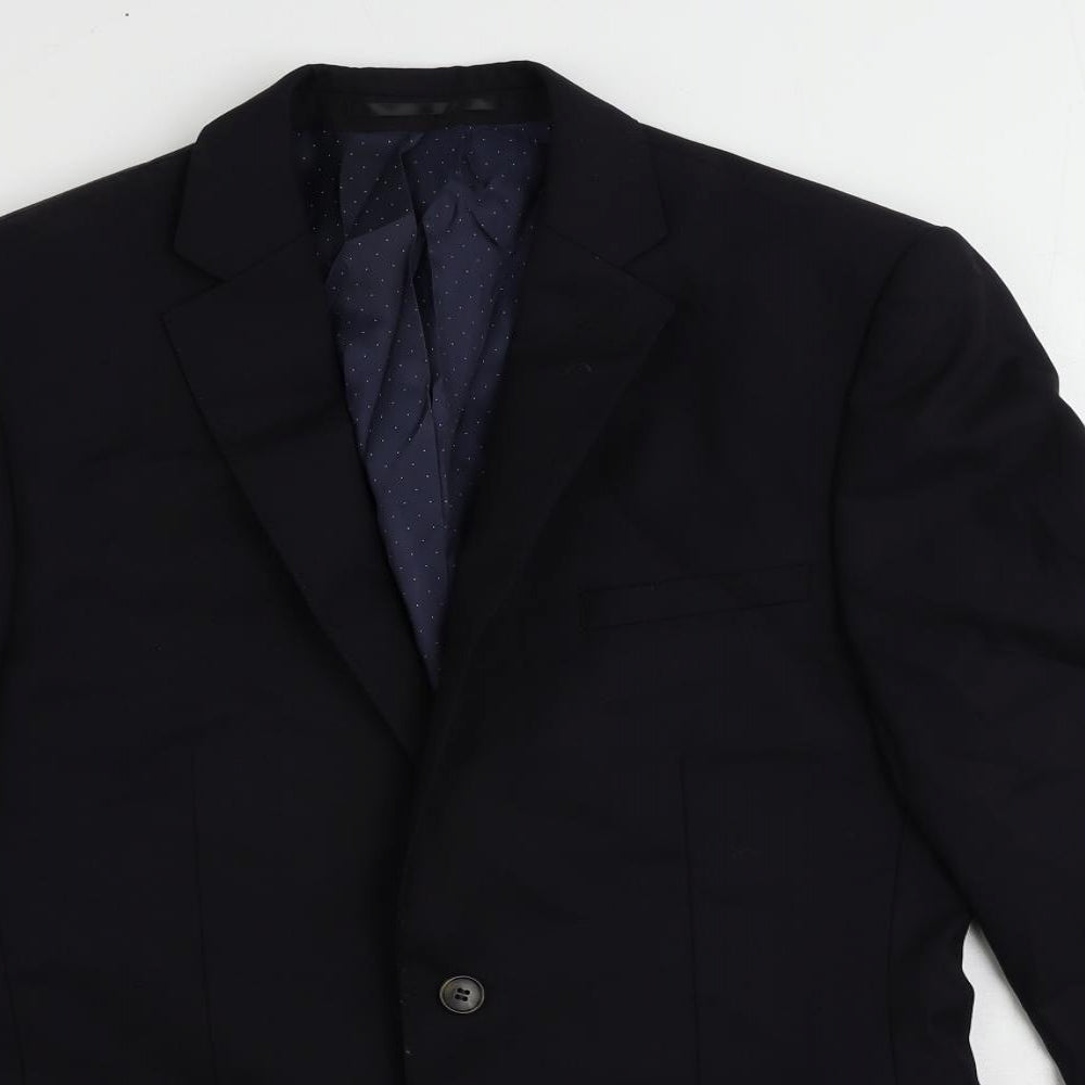 French Connection Mens Blue Polyester Jacket Suit Jacket Size 38 Regular