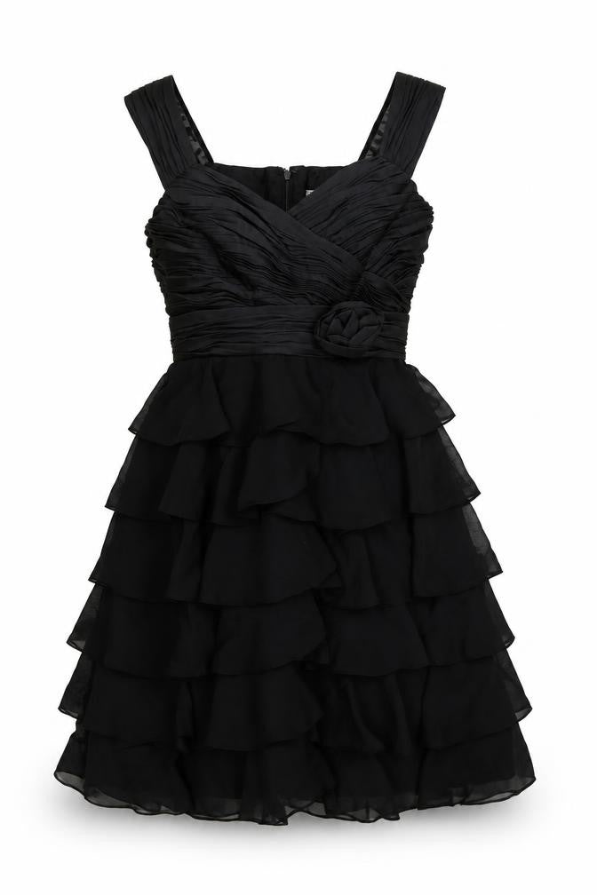JS Boutique Womens Black Polyester A-Line Size 10 V-Neck Zip - Ruffle