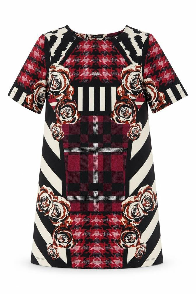 River Island Womens Multicoloured Geometric Polyester Shift Size 10 Boat Neck Pullover