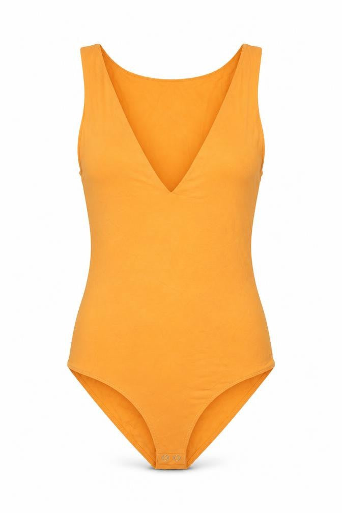 Stradivarius Womens Orange Polyamide Bodysuit One-Piece Size XS Snap
