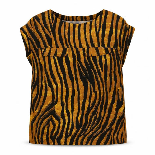 Next Womens Brown Animal Print Viscose Basic Blouse Size 8 Boat Neck