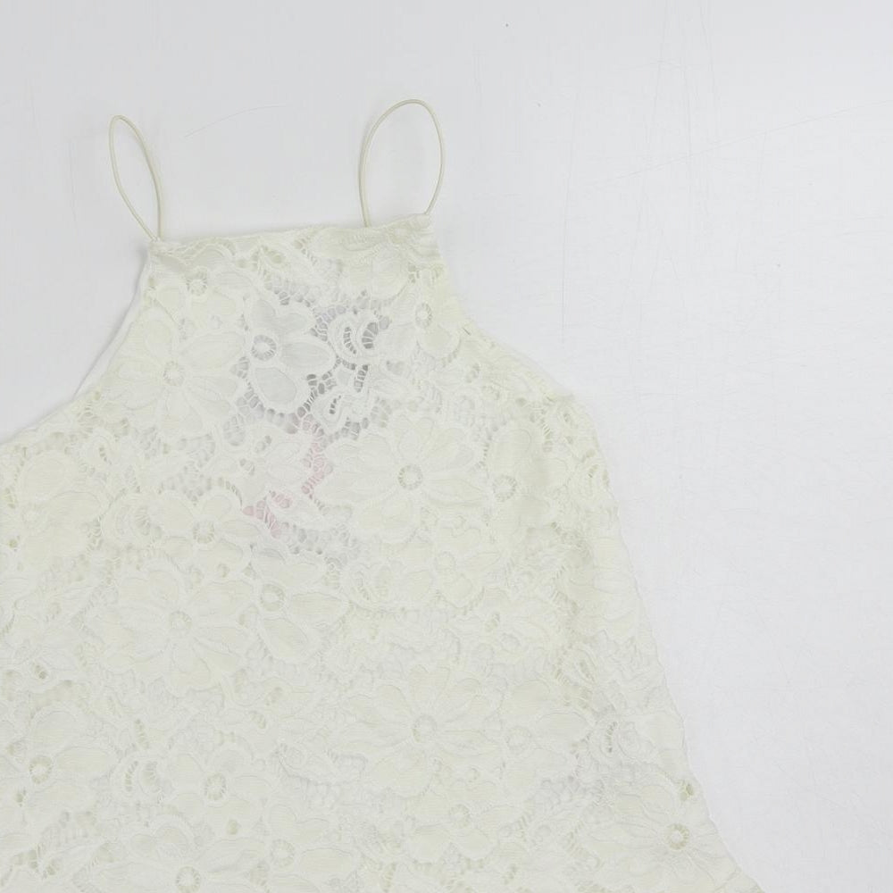 Very Womens Ivory Polyamide Mini Size 8 Square Neck Pullover - Backless