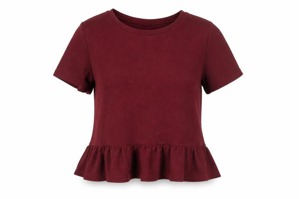 Divided by H&M Womens Red Polyester Basic Blouse Size M Round Neck - Peplum