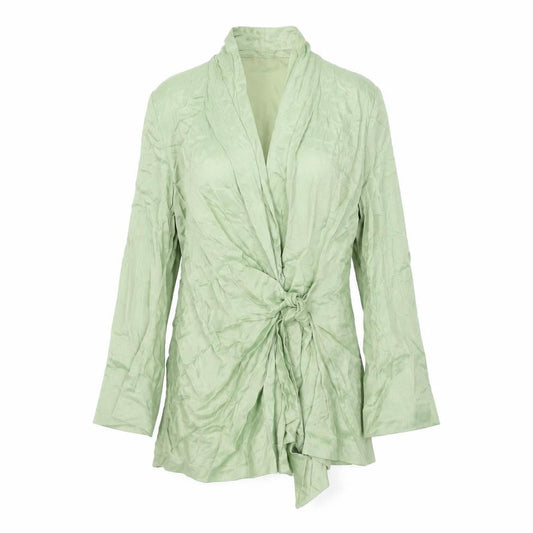 Zara Womens Green Viscose Wrap Dress Size L V-Neck Button