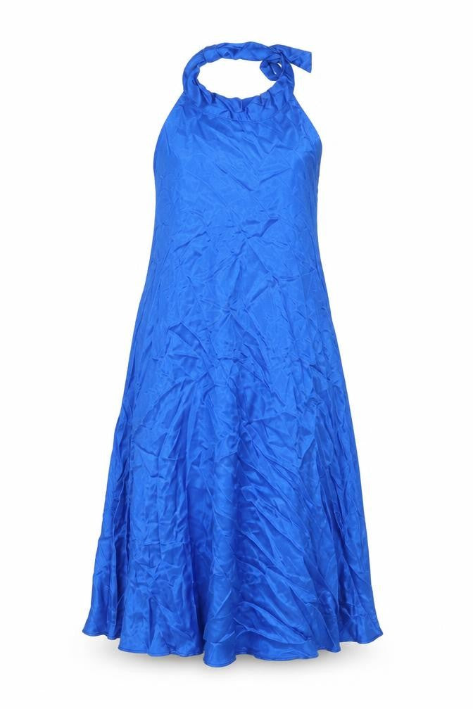 Zara Womens Blue Polyester A-Line Size M Halter Button