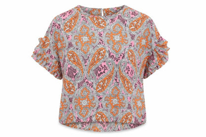 River Island Womens Multicoloured Paisley Polyester Basic Blouse Size S Round Neck