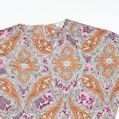 River Island Womens Multicoloured Paisley Polyester Basic Blouse Size S Round Neck