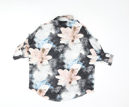 Parisian Collection Womens Multicoloured Floral Polyester Basic Blouse Size 8 Collared - Cold Shoulder