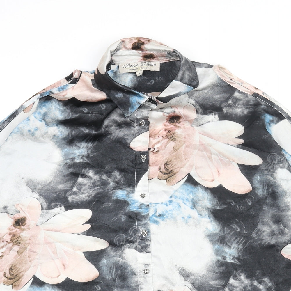 Parisian Collection Womens Multicoloured Floral Polyester Basic Blouse Size 8 Collared - Cold Shoulder