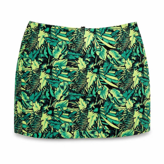 Divided by H&M Womens Green Geometric Cotton Mini Skirt Size 12 Zip - Leaf Pattern