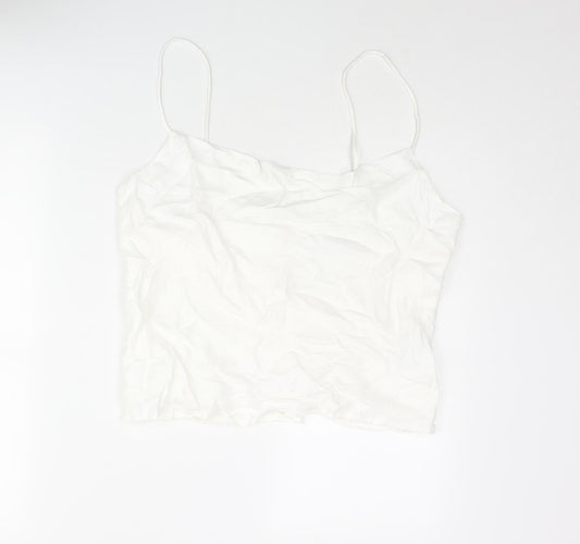 Zara Womens White Modal Camisole Blouse Size 2XL Cowl Neck