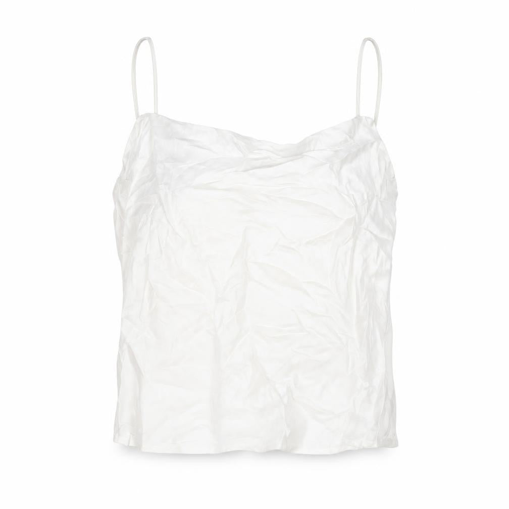 Zara Womens White Modal Camisole Blouse Size 2XL Cowl Neck