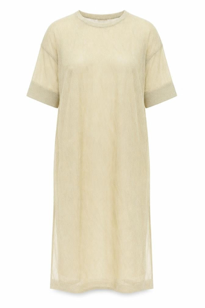 Zara Womens Gold Polyamide Jumper Dress Size S Round Neck Pullover