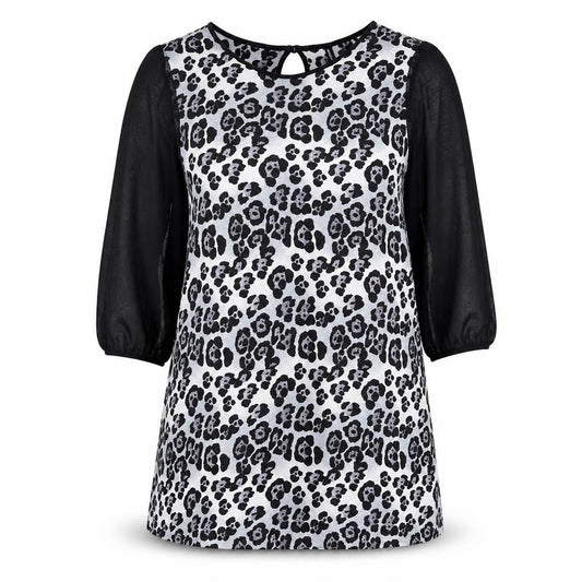Next Womens Grey Animal Print Polyester Shift Size 20 Round Neck Button - Leopard Print