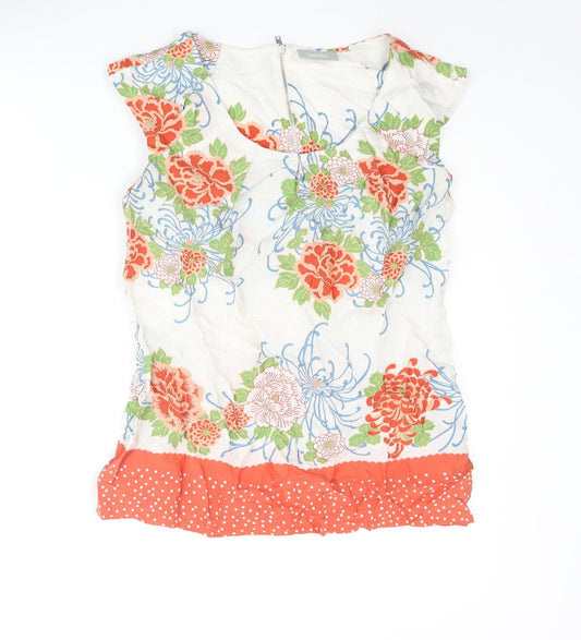 Wallis Womens Multicoloured Floral Viscose Basic Blouse Size S Scoop Neck