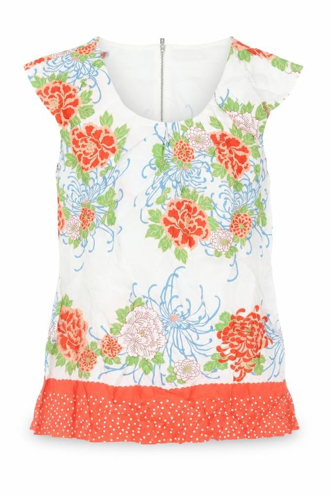 Wallis Womens Multicoloured Floral Viscose Basic Blouse Size S Scoop Neck
