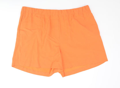 Marks & Spencer Womens Orange Polyester Basic Shorts Size 24 L4 in Regular Pull On