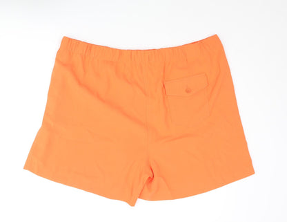 Marks & Spencer Womens Orange Polyester Basic Shorts Size 24 L4 in Regular Pull On