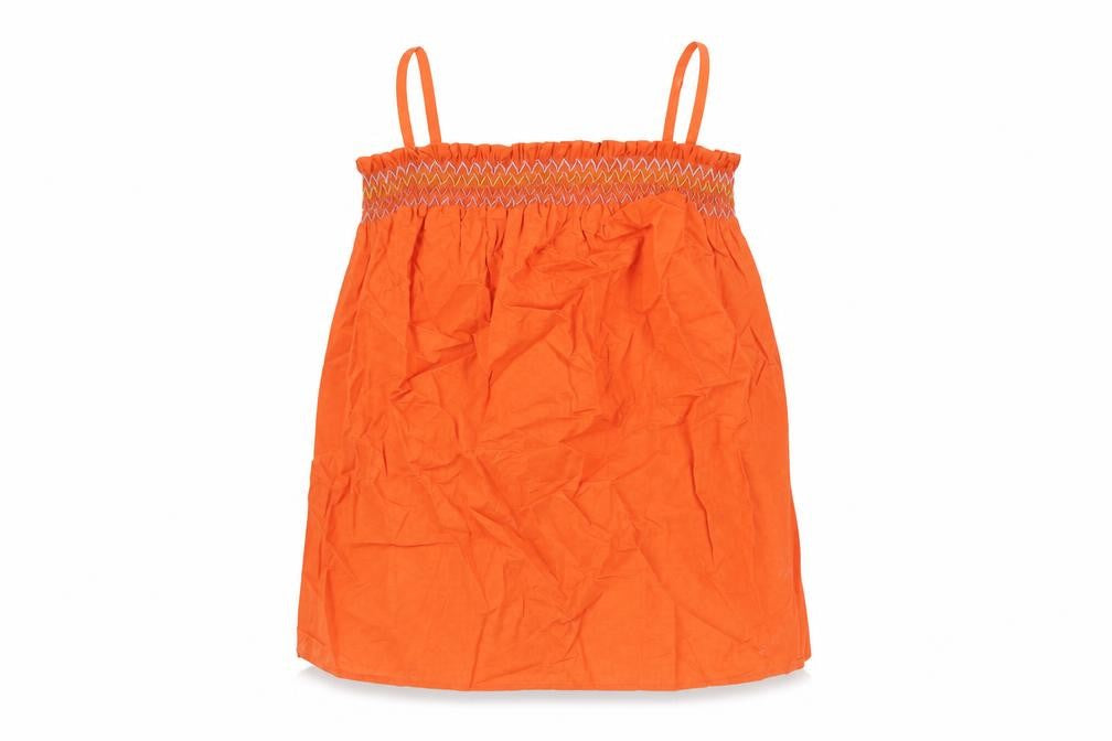 Marks & Spencer Womens Orange Cotton Camisole Blouse Size 10 Square Neck - Rouched