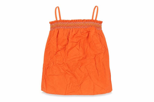 Marks and Spencer Womens Orange Cotton Camisole Blouse Size 10 Square Neck - Rouched