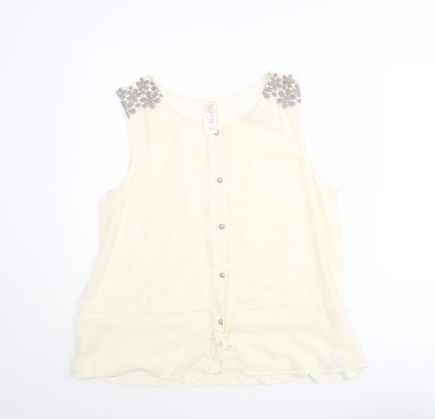 NEXT Womens Ivory Polyester Camisole Blouse Size 12 V-Neck - Drawstring Hem Lace Detail