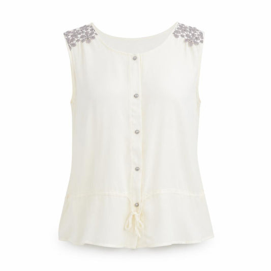 NEXT Womens Ivory Polyester Camisole Blouse Size 12 V-Neck - Drawstring Hem Lace Detail