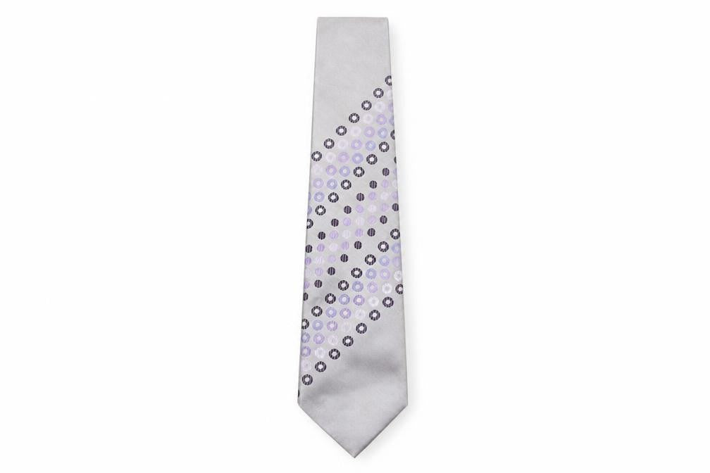 Lloyd Attree & Smith Mens Silver Polyester Pointed Tie One Size - Spotted Detail