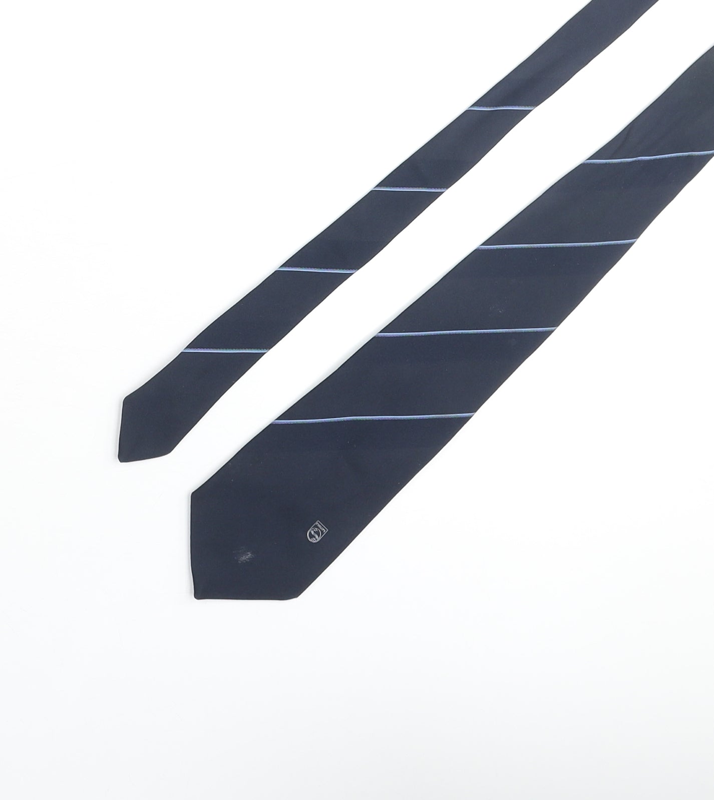 Peter K Mens Blue Striped Polyester Pointed Tie One Size - Phillips Logo