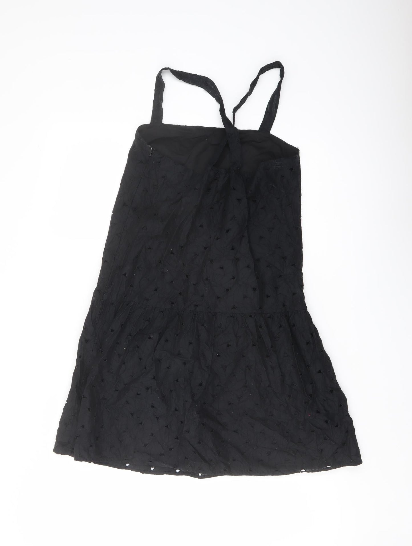 Uniqlo Womens Black Cotton Mini Size S Square Neck Zip