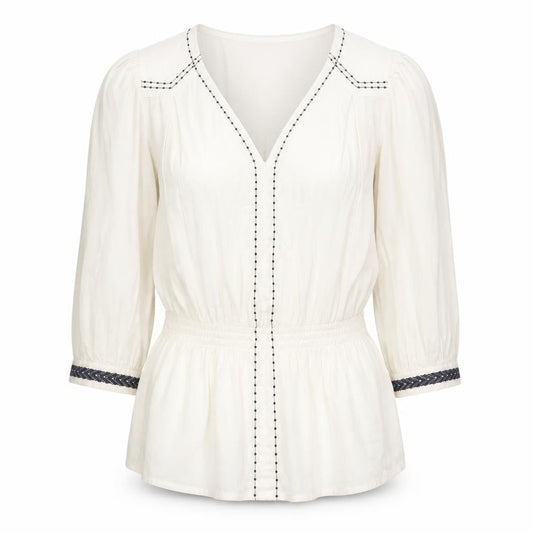 Marks and Spencer Womens Ivory Cotton Basic Blouse Size 6 V-Neck