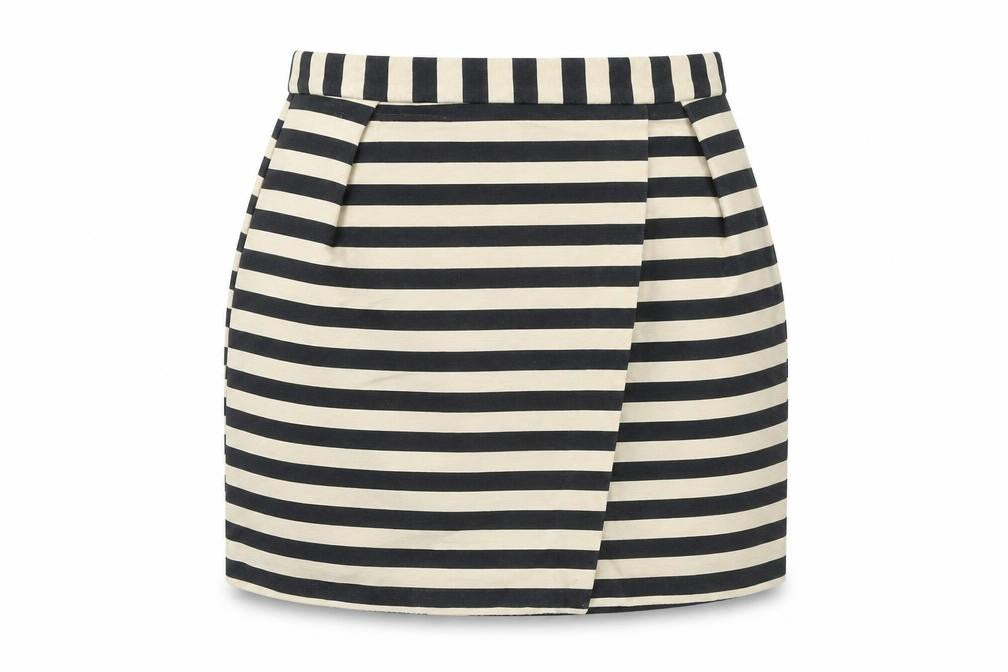 River Island Womens Beige Striped Polyester A-Line Skirt Size 12 Zip