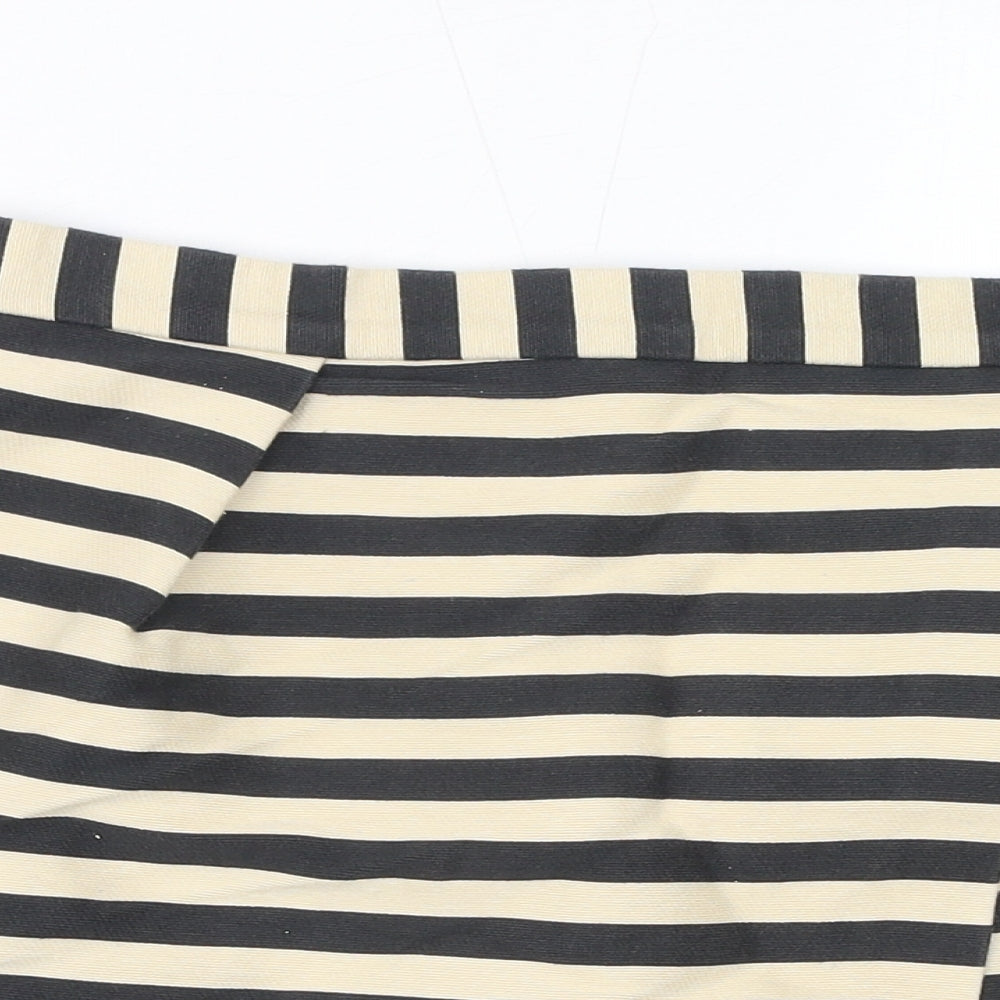 River Island Womens Beige Striped Polyester A-Line Skirt Size 12 Zip